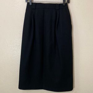 90s Requirements High Wasted 100% Wool Black Long Skirt